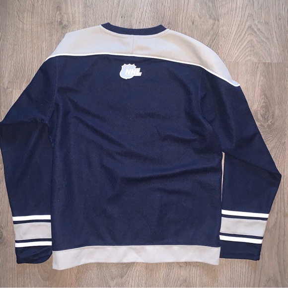 Edmonton Oilers NHL Mighty Mac Jersey Youth 18 XL  Navy Blue/Taupe/White - Picture 4 of 4